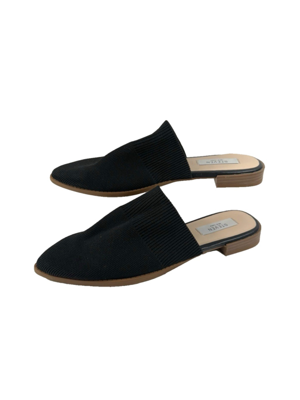 STEVEN New York Flats Valdez Knit Mules 9.5 Black Slip On Shoes Pointed Toe